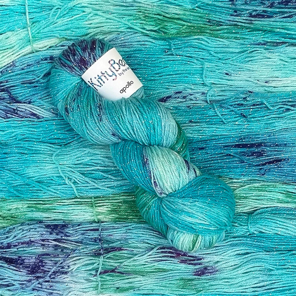 Apollo - Superwash Merino Nylon Lurex - KittyBea by the Sea - Hand-Dyed Knitting Crochet Yarn