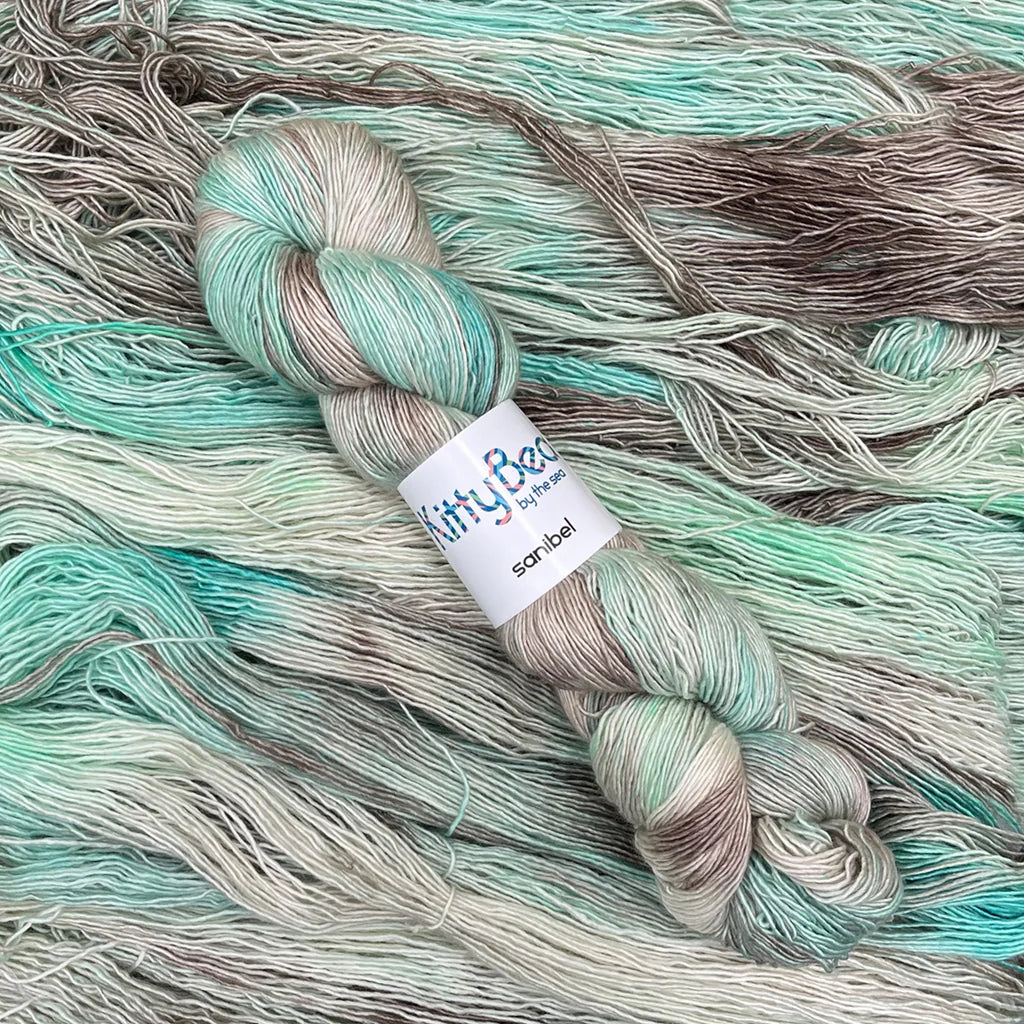 Sanibel - Superwash Merino Wool Silk Yarn - Hand-Dyed Skeins - KittyBea by the Sea