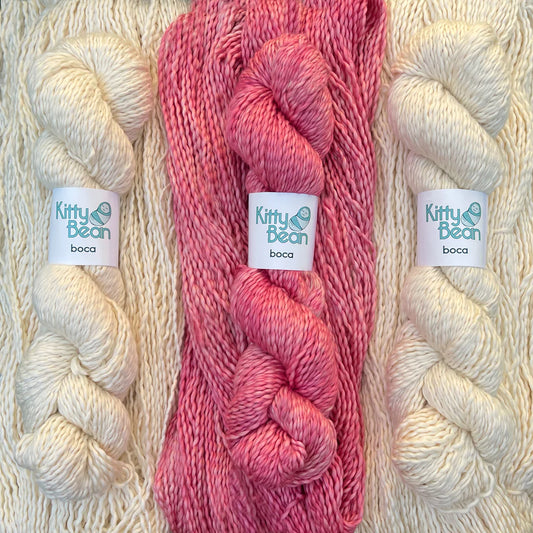 KittyBean Beanut Boca Baby Kit - Pima Cotton DK Yarn - Hand-Dyed Skeins - Layette Knitting